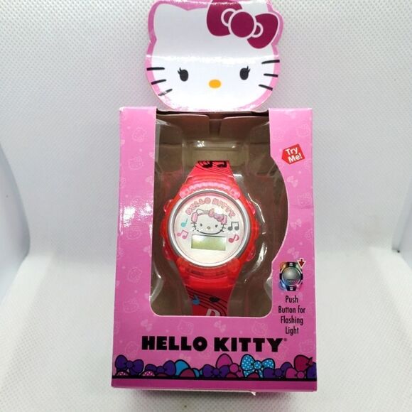 NWT Sanrio Hello Kitty Flashing Lights LCD Watch - Picture 1 of 4